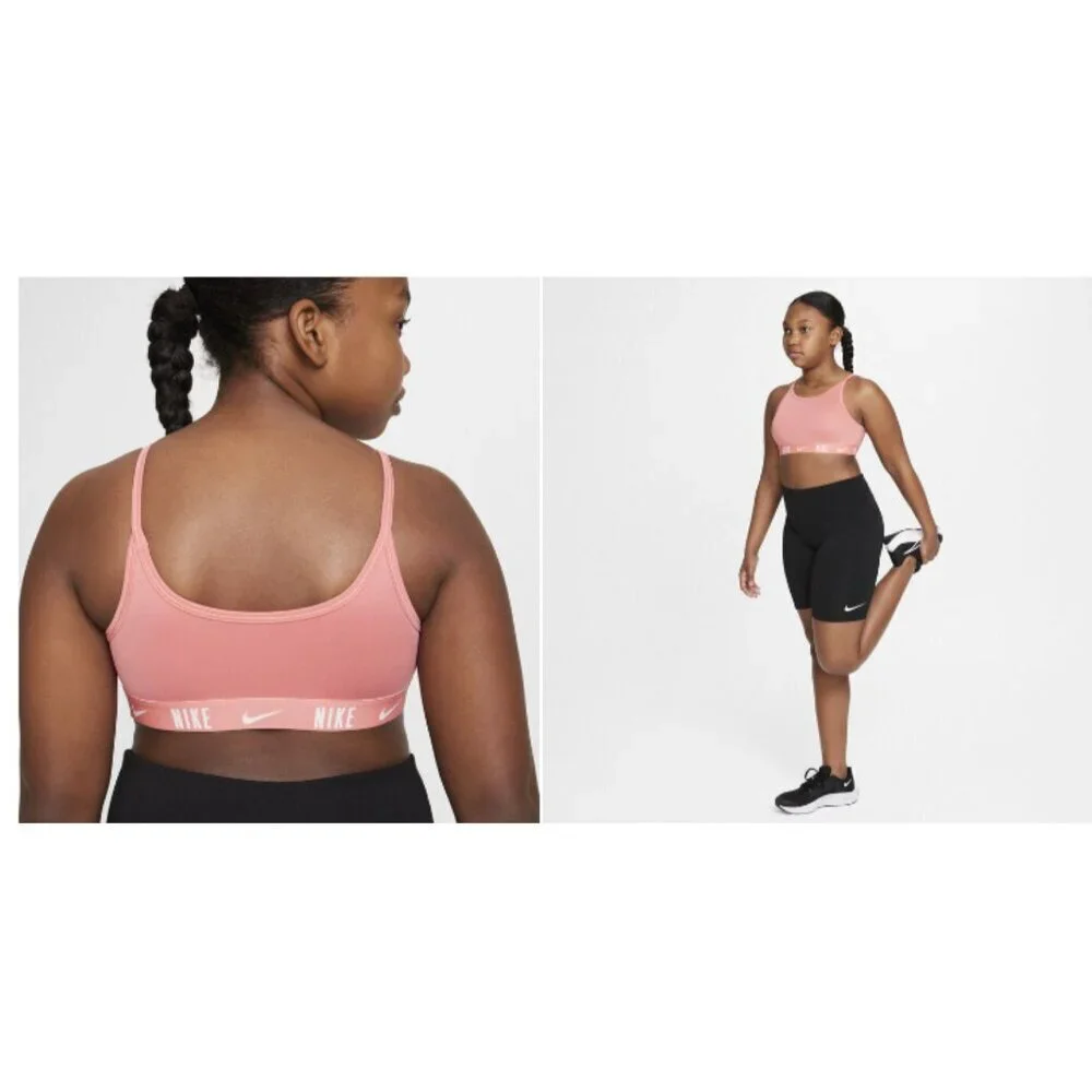 Nike Trophy Big Girls Sports Bra Dri-Fit Training Light Support Pink Size XL(+)